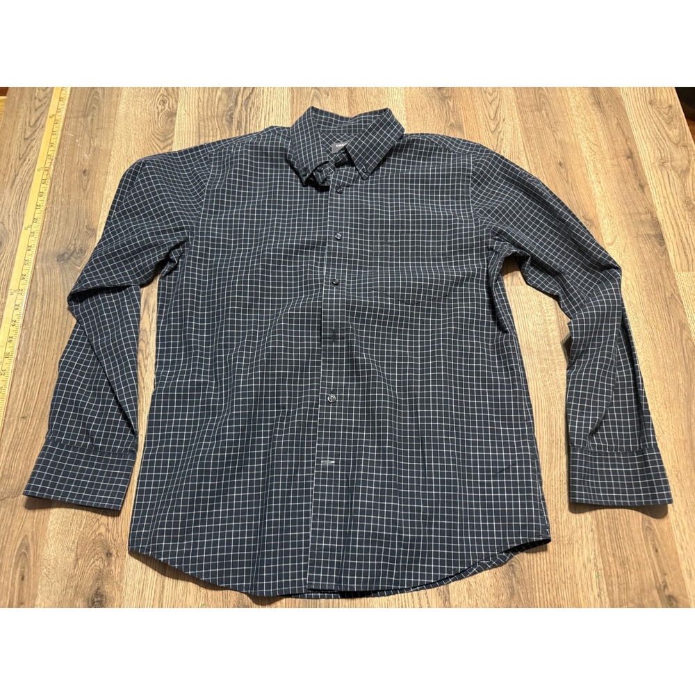 Dockers Shirt Mens Size Large Black Plaid Button Down Long Sleeve Pocket Casual